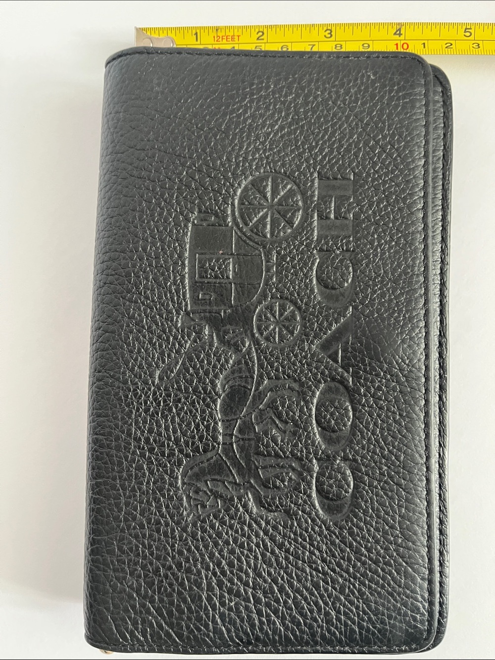 Coach Black Pebble Leather Continental Wallet with Embossed Carriage - Picture 8 of 9